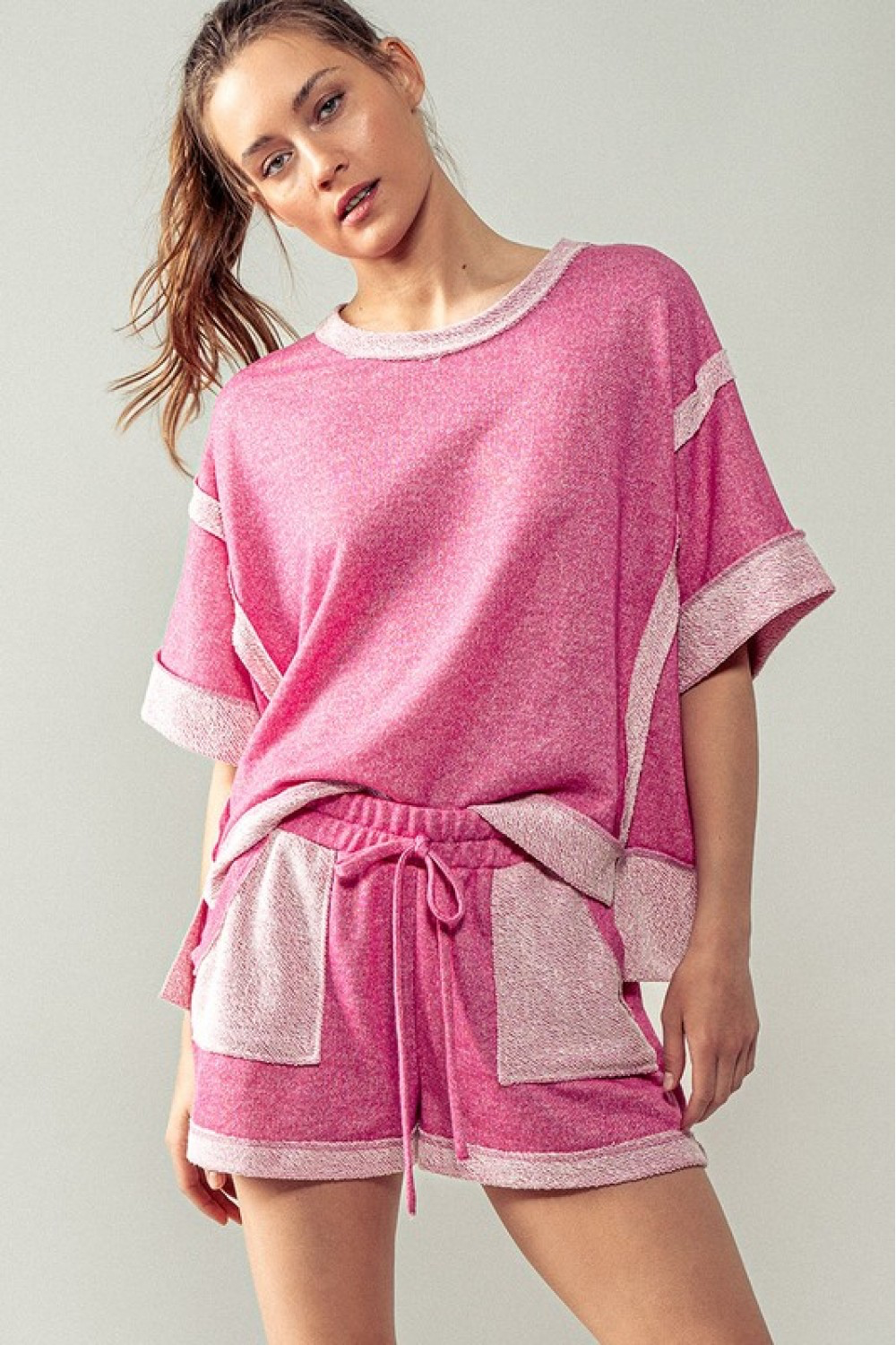 Nora Reverse Stitch Color Block Shorts