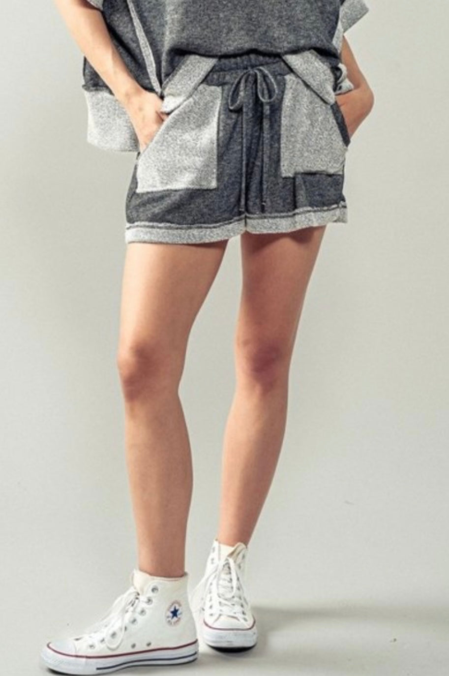 Nora Reverse Stitch Color Block Shorts