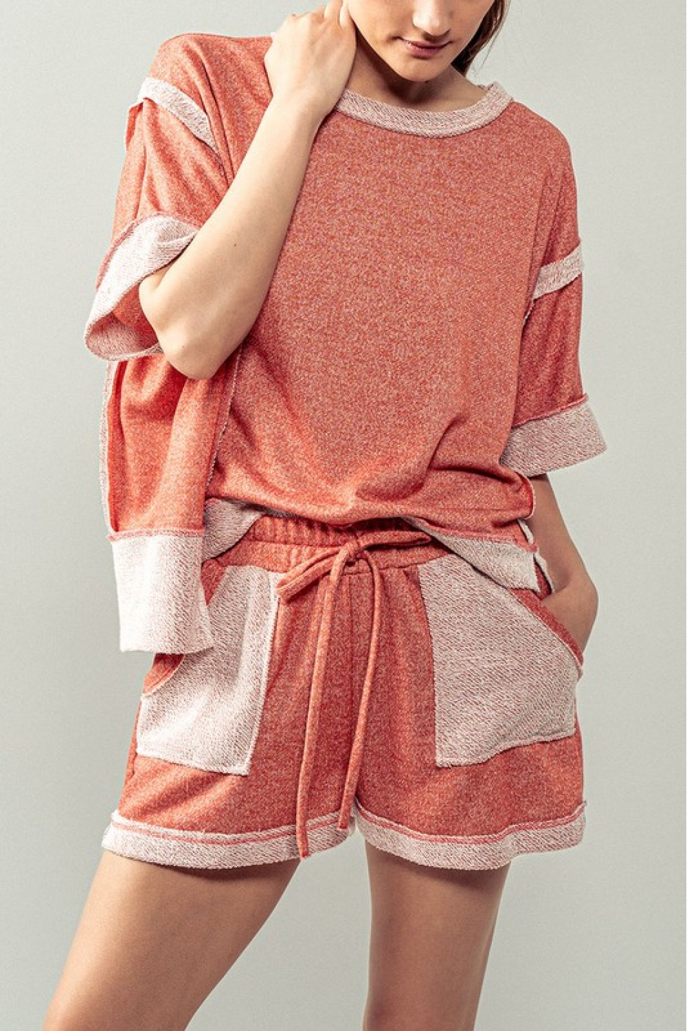 Nora Reverse Stitch Color Block Shorts
